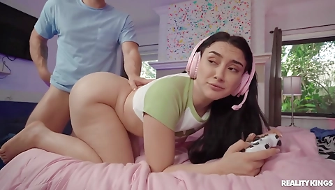 Ashley & girl on a mouthful of cum after