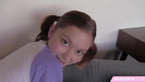 Sexy brunette take lakeal cock in her mouth