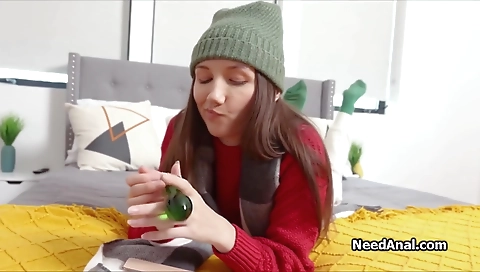 She has sex with a dildo